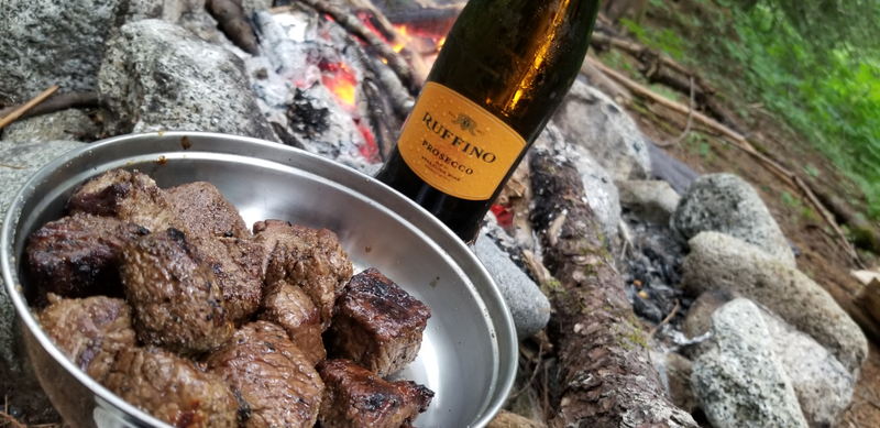 Hibachi beef made from a nice cut of rib eye and some Prosecco because I like being fancy sometimes, dammit.